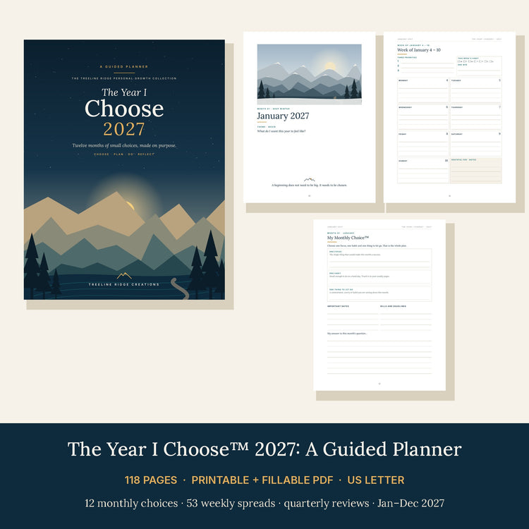 Preview of the 118-page planner with monthly choices and weekly spreads