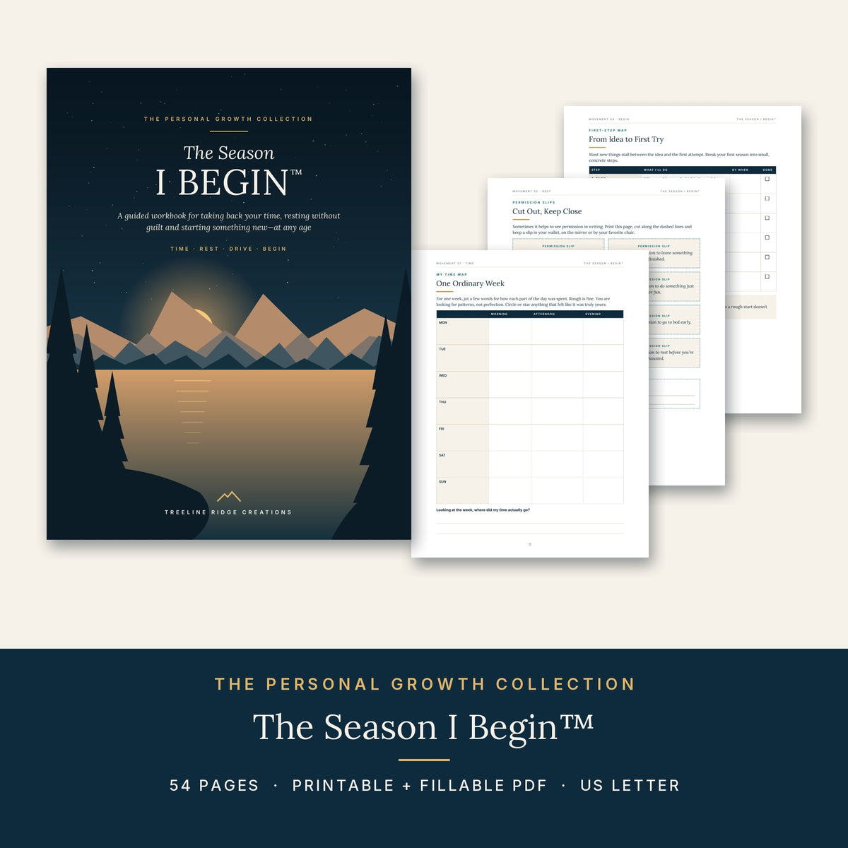 The Season I Begin cover and sample workbook pages, 54-page printable and fillable PDF
