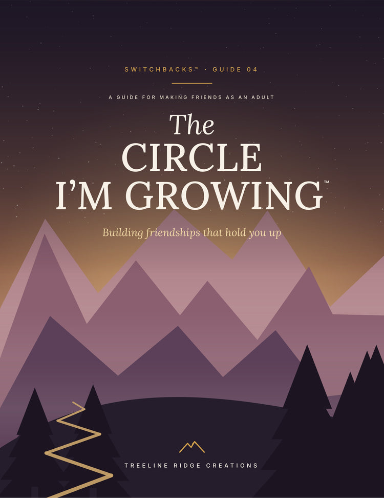 The Circle I’m Growing Switchbacks Guide 04 cover with purple mountains and a golden winding path