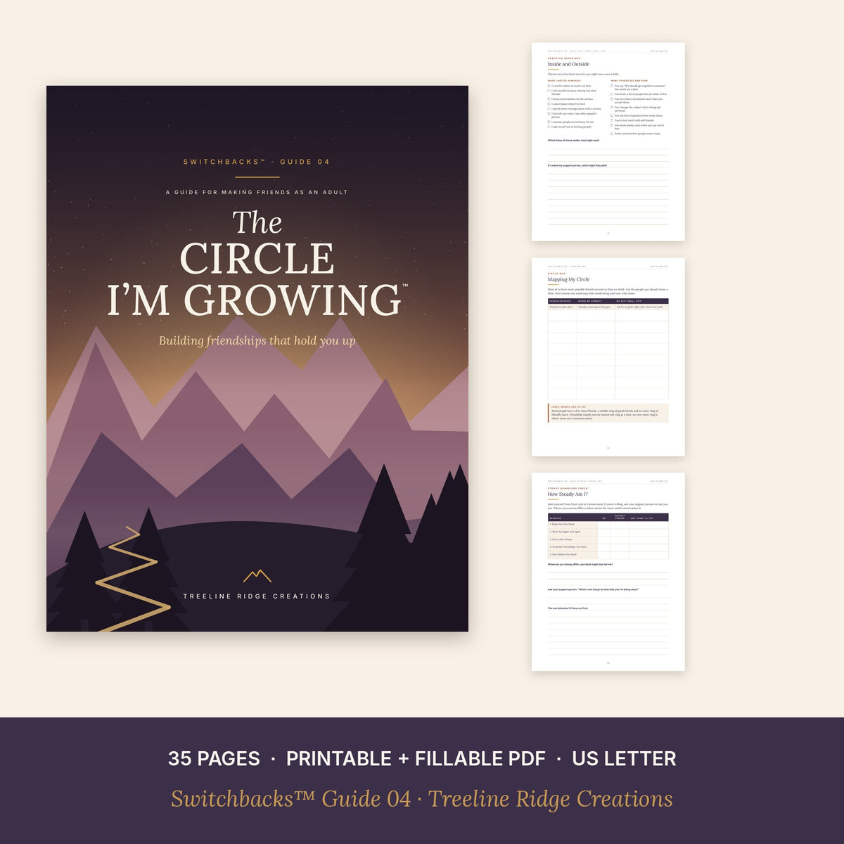 The Circle I’m Growing preview showing worksheets from the 35-page printable and fillable guide