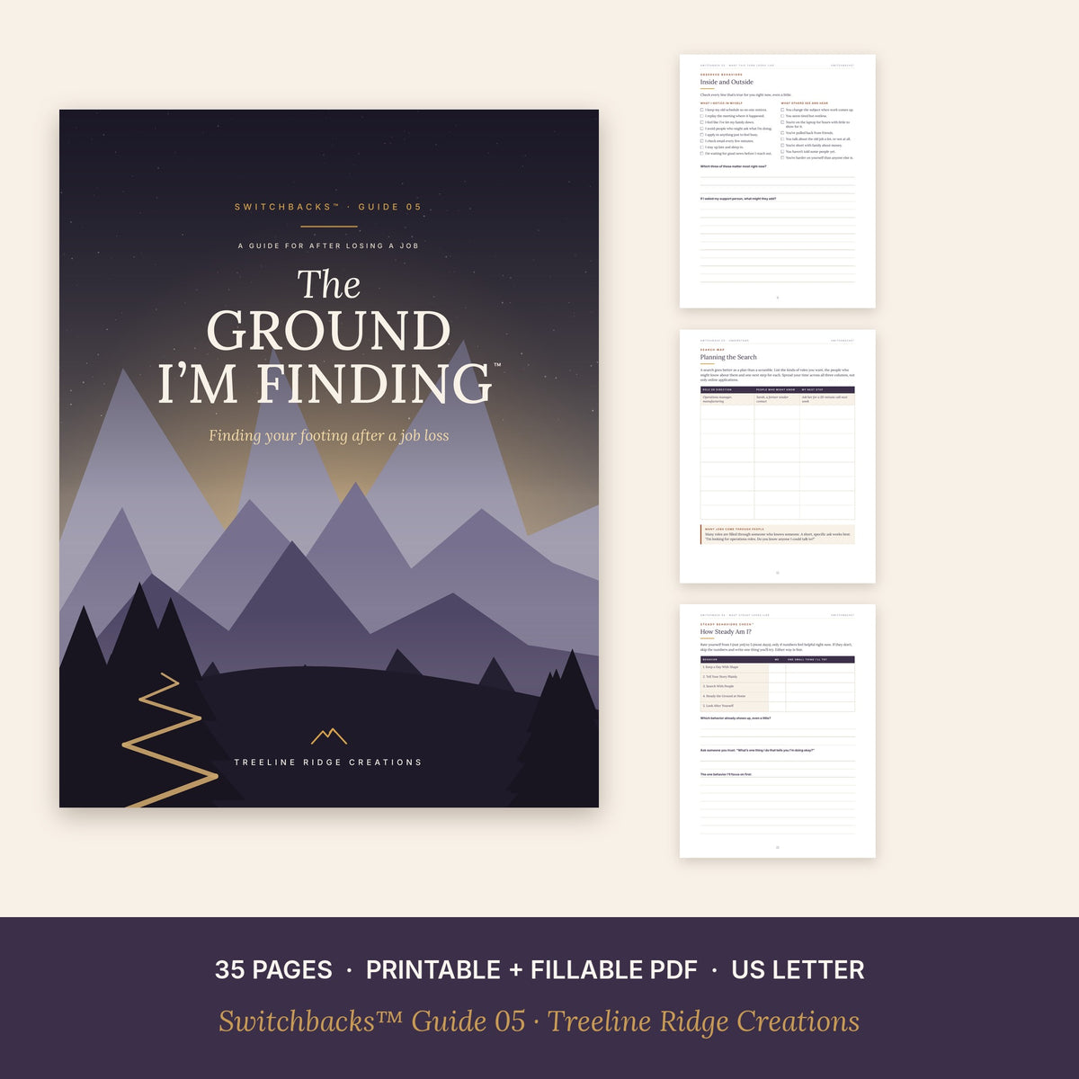 The Ground I’m Finding preview showing worksheets from the 35-page printable and fillable guide