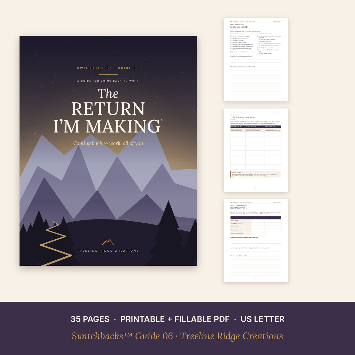 The Return I’m Making preview showing worksheets from the 35-page printable and fillable guide