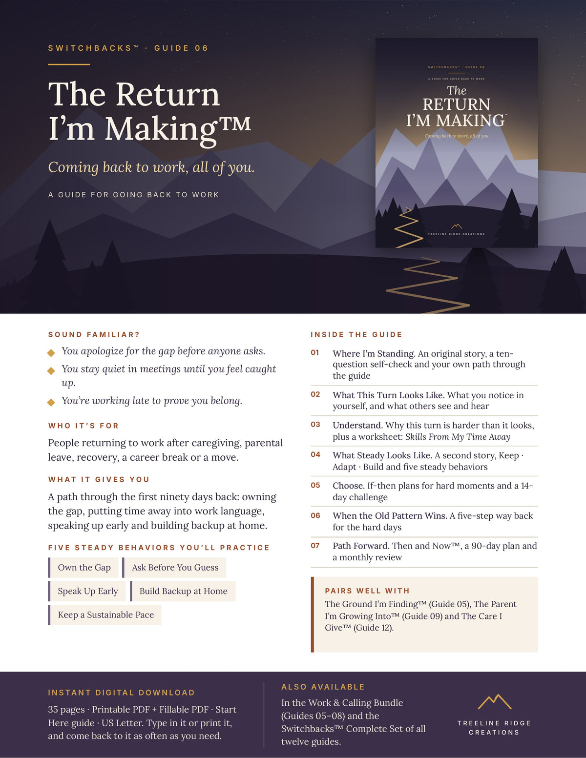 The Return I’m Making promo outlining return to work support, five steady behaviors and planning tools
