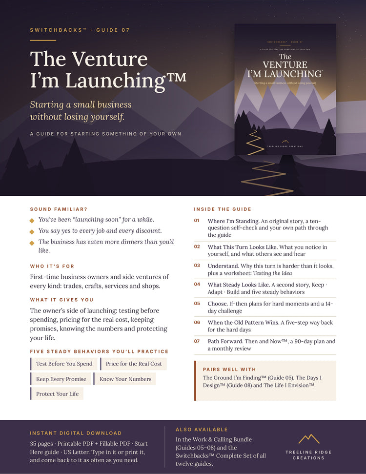 The Venture I’m Launching promo outlining small business activities, five steady behaviors and planning tools