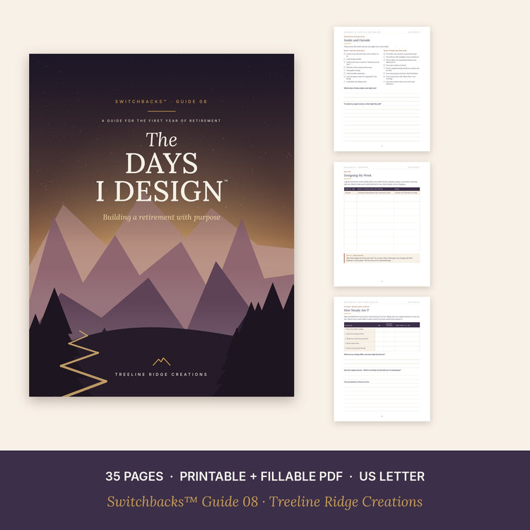 The Days I Design preview showing worksheets from the 35-page printable and fillable retirement guide