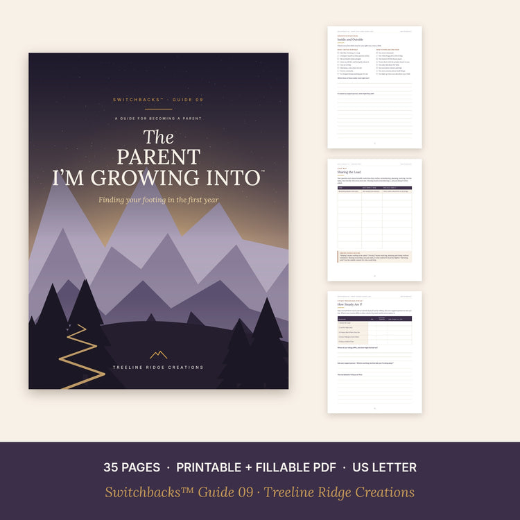 The Parent I’m Growing Into preview showing worksheets from the 35-page printable and fillable guide