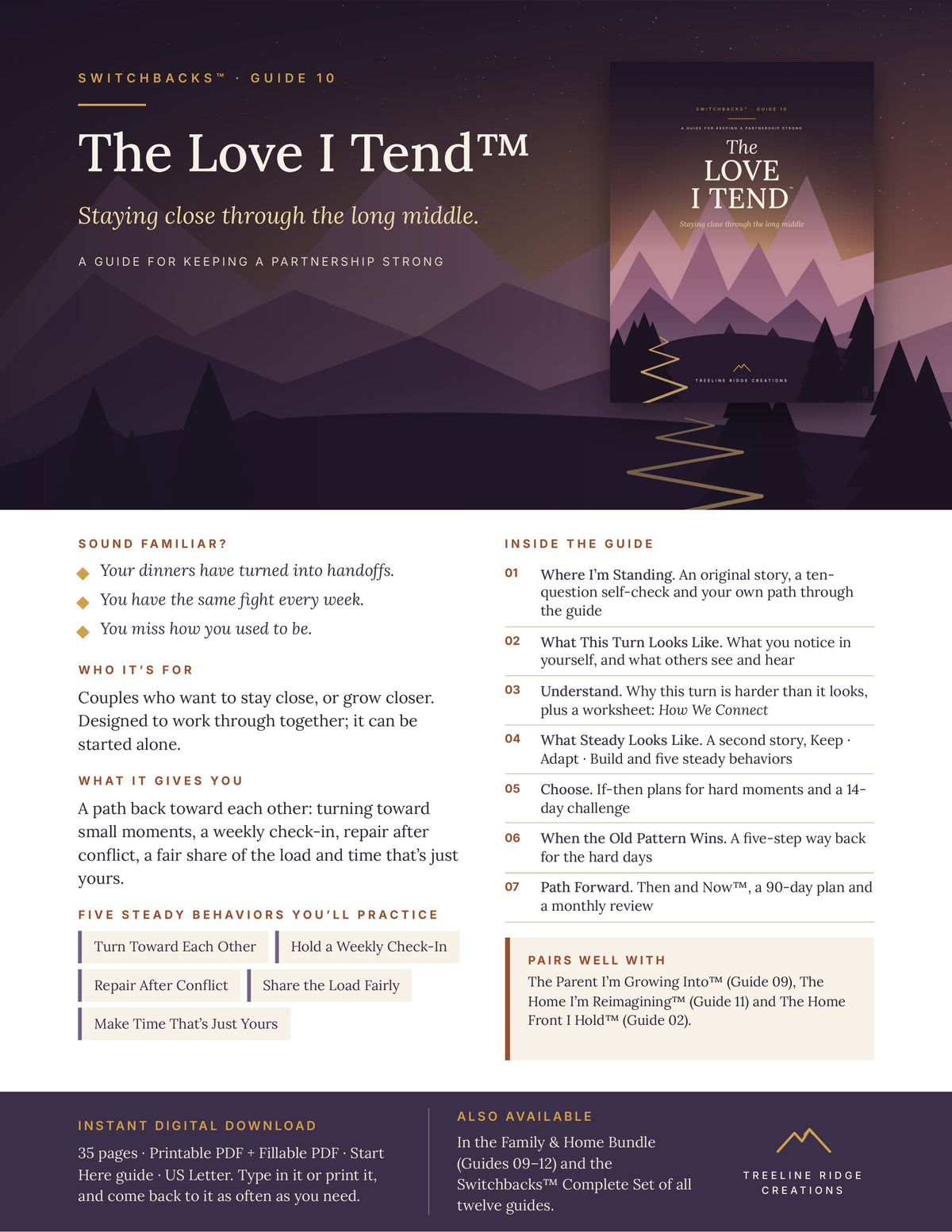 The Love I Tend promo outlining partnership activities, five steady behaviors and planning tools