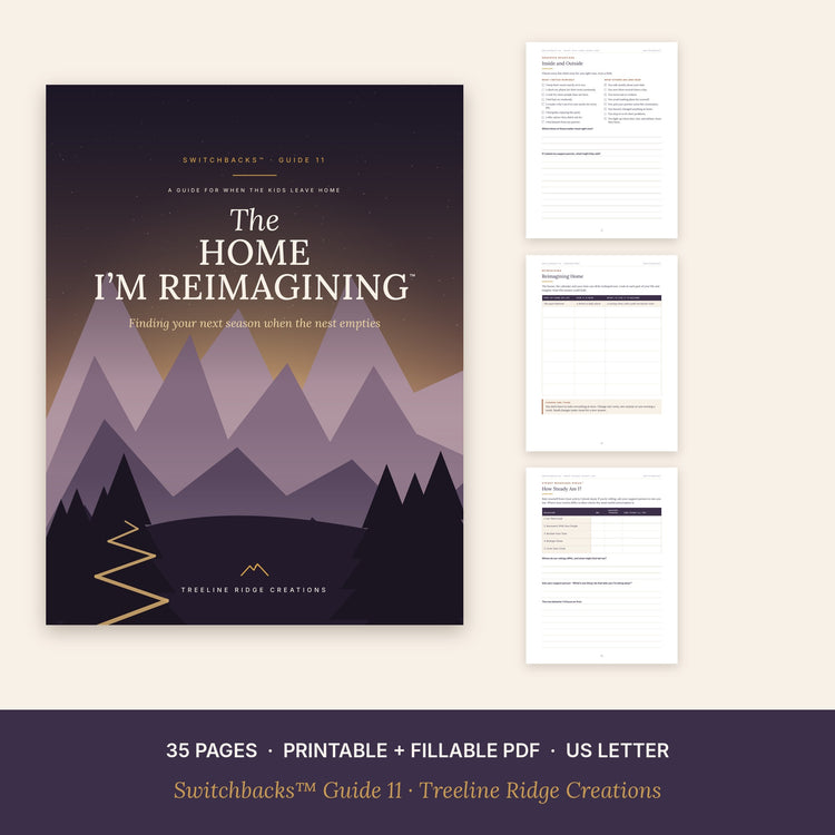 The Home I’m Reimagining preview showing worksheets from the 35-page printable and fillable empty nest guide
