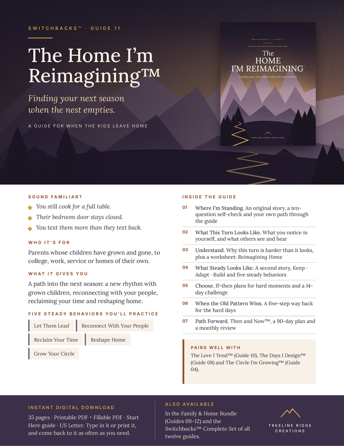 The Home I’m Reimagining promo outlining empty nest activities, five steady behaviors and planning tools