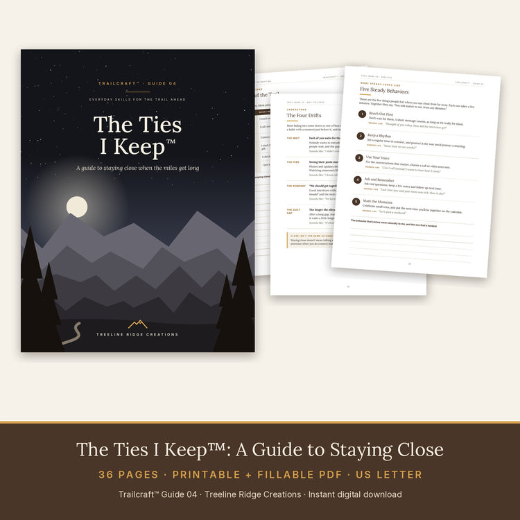 The Ties I Keep preview showing four drifts and five steady behaviors in a 36-page guide